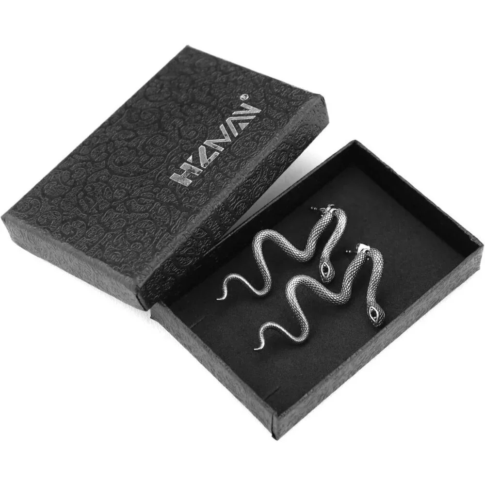 Snake Earrings Stainless Steel Gothic Punk Stud Jewelry Gift for Women